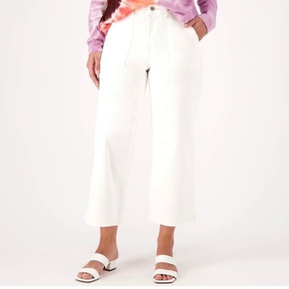 Logo by Lori‎ Goldstein Wide Leg Jeans Women’s Size 8 Tall High Rise White - Picture 1 of 11
